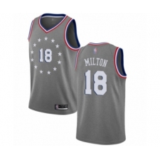 Youth Philadelphia 76ers #18 Shake Milton Swingman Gray Basketball Jersey - City Edition