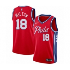 Youth Philadelphia 76ers #18 Shake Milton Swingman Red Finished Basketball Jersey - Statement Edition