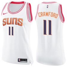 Women's Nike Phoenix Suns #11 Jamal Crawford Swingman White Pink Fashion NBA Jersey