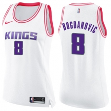 Women's Nike Sacramento Kings #8 Bogdan Bogdanovic Swingman White Pink Fashion NBA Jersey