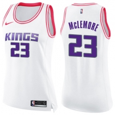 Women's Nike Sacramento Kings #23 Ben McLemore Swingman White Pink Fashion NBA Jersey
