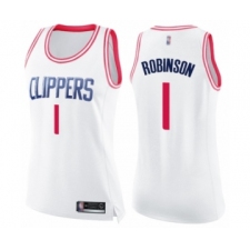 Women's Los Angeles Clippers #1 Jerome Robinson Swingman White Pink Fashion Basketball Jersey