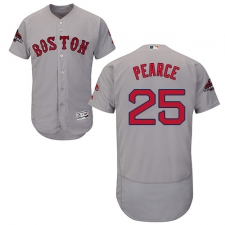 Men's Majestic Boston Red Sox #25 Steve Pearce Grey Road Flex Base Authentic Collection 2018 World Series Champions MLB Jersey
