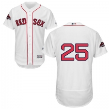 Men's Majestic Boston Red Sox #25 Steve Pearce White Home Flex Base Authentic Collection 2018 World Series Champions MLB Jersey