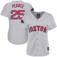 Women's Majestic Boston Red Sox #25 Steve Pearce Authentic Grey Road 2018 World Series Champions MLB Jersey