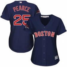Women's Majestic Boston Red Sox #25 Steve Pearce Authentic Navy Blue Alternate Road 2018 World Series Champions MLB Jersey