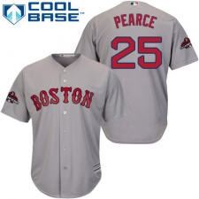 Youth Majestic Boston Red Sox #25 Steve Pearce Authentic Grey Road Cool Base 2018 World Series Champions MLB Jersey