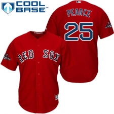 Youth Majestic Boston Red Sox #25 Steve Pearce Authentic Red Alternate Home Cool Base 2018 World Series Champions MLB Jersey