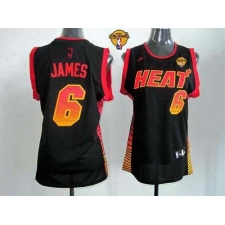 Women NBA Miami Heat #6 LeBron James Black With Finals Patch Vibe Stitched NBA Jersey