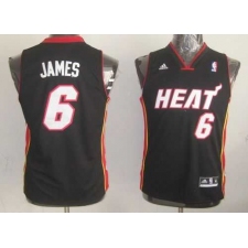 Youth NBA Miami Heat #6 LeBron James Black Stitched Jersey