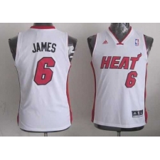 Youth NBA Miami Heat #6 LeBron James White Stitched Jersey