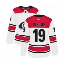 Women's Adidas Carolina Hurricanes #19 Dougie Hamilton Authentic White Away NHL Jersey