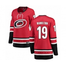 Women's Carolina Hurricanes #19 Dougie Hamilton Authentic Red Home Fanatics Branded Breakaway NHL Jersey