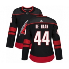 Women's Adidas Carolina Hurricanes #44 Calvin De Haan Premier Black Alternate NHL Jersey