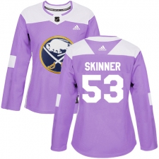 Women's Adidas Buffalo Sabres #53 Jeff Skinner Purple Authentic Fights Cancer Stitched NHL Jersey