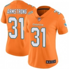 Women's Nike Miami Dolphins #31 Cornell Armstrong Orange Stitched NFL Limited Rush Jersey
