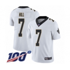 Men's New Orleans Saints #7 Taysom Hill White Vapor Untouchable Limited Player 100th Season Football Jersey