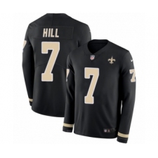Men's Nike New Orleans Saints #7 Taysom Hill Limited Black Therma Long Sleeve NFL Jersey
