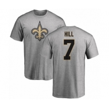 NFL Nike New Orleans Saints #7 Taysom Hill Ash Name & Number Logo T-Shirt