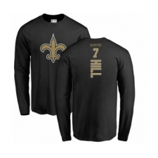 NFL Nike New Orleans Saints #7 Taysom Hill Black Backer Long Sleeve T-Shirt