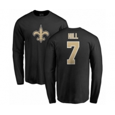 NFL Nike New Orleans Saints #7 Taysom Hill Black Name & Number Logo Long Sleeve T-Shirt