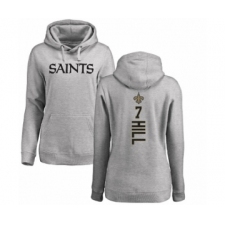 NFL Women's Nike New Orleans Saints #7 Taysom Hill Ash Backer Pullover Hoodie