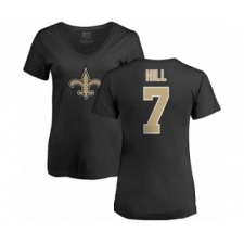 NFL Women's Nike New Orleans Saints #7 Taysom Hill Black Name & Number Logo Slim Fit T-Shirt