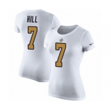 NFL Women's Nike New Orleans Saints #7 Taysom Hill White Rush Pride Name & Number T-Shirt