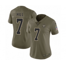Women's Nike New Orleans Saints #7 Taysom Hill Limited Olive 2017 Salute to Service NFL Jersey