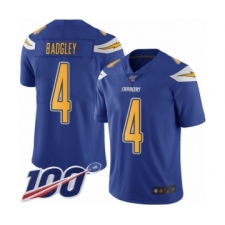 Men's Los Angeles Chargers #4 Michael Badgley Limited Electric Blue Rush Vapor Untouchable 100th Season Football Jersey