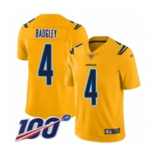 Men's Los Angeles Chargers #4 Michael Badgley Limited Gold Inverted Legend 100th Season Football Jersey