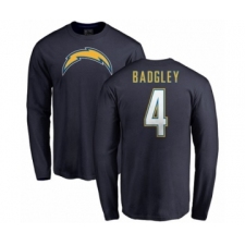 NFL Nike Los Angeles Chargers #4 Michael Badgley Navy Blue Name & Number Logo Long Sleeve T-Shirt