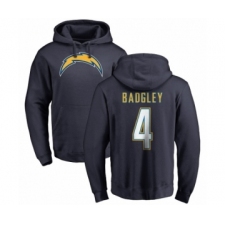 NFL Nike Los Angeles Chargers #4 Michael Badgley Navy Blue Name & Number Logo Pullover Hoodie