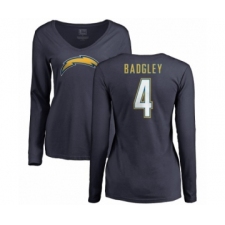 NFL Women's Nike Los Angeles Chargers #4 Michael Badgley Navy Blue Name & Number Logo Long Sleeve T-Shirt