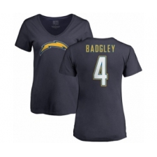 NFL Women's Nike Los Angeles Chargers #4 Michael Badgley Navy Blue Name & Number Logo T-Shirt