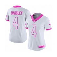 Women's Nike Los Angeles Chargers #4 Michael Badgley Limited White Pink Rush Fashion NFL Jersey