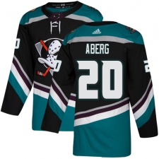 Men's Adidas Anaheim Ducks #20 Pontus Aberg Black Teal Alternate Authentic Stitched NHL Jersey