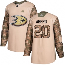Men's Adidas Anaheim Ducks #20 Pontus Aberg Camo Authentic 2017 Veterans Day Stitched NHL Jersey