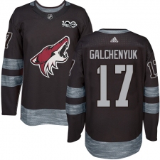 Men's Adidas Arizona Coyotes #17 Alex Galchenyuk Black 1917-2017 100th Anniversary Stitched NHL Jersey