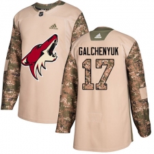 Men's Adidas Arizona Coyotes #17 Alex Galchenyuk Camo Authentic 2017 Veterans Day Stitched NHL Jersey