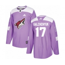 Women's Adidas Arizona Coyotes #17 Alex Galchenyuk Authentic Purple Fights Cancer Practice NHL Jersey