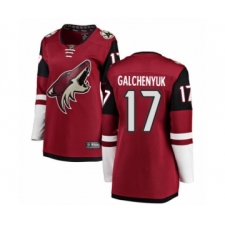 Women's Arizona Coyotes #17 Alex Galchenyuk Authentic Burgundy Red Home Fanatics Branded Breakaway NHL Jersey