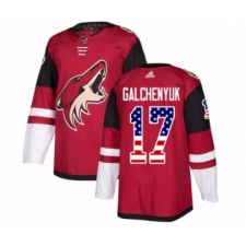 Youth Adidas Arizona Coyotes #17 Alex Galchenyuk Authentic Red USA Flag Fashion NHL Jersey