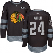 Men's Adidas Chicago Blackhawks #24 Dominik Kahun Black 1917-2017 100th Anniversary Stitched NHL Jersey