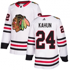 Men's Adidas Chicago Blackhawks #24 Dominik Kahun White Road Authentic Stitched NHL Jersey