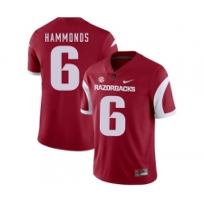 Arkansas Razorbacks 6 T.J. Hammonds Red College Football Jersey