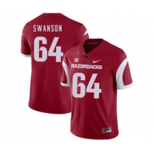 Arkansas Razorbacks 64 Travis Swanson Red College Football Jersey