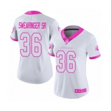 Women's Arizona Cardinals #36 D.J. Swearinger SR Limited White Pink Rush Fashion Football Jersey