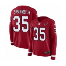 Women's Nike Arizona Cardinals #35 D.J. Swearinger SR Limited Red Therma Long Sleeve NFL Jersey