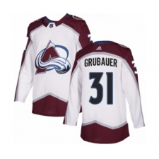 Youth Adidas Colorado Avalanche #31 Philipp Grubauer Authentic White Away NHL Jersey